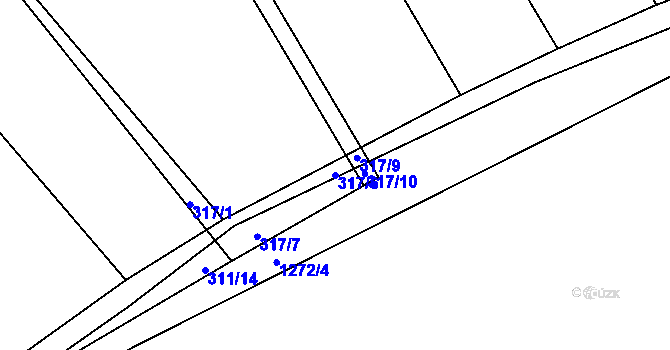 Parcela st. 317/6 v KÚ Benátecká Vrutice, Katastrální mapa