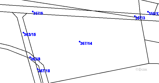 Parcela st. 367/14 v KÚ Benátecká Vrutice, Katastrální mapa