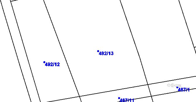 Parcela st. 492/13 v KÚ Benátecká Vrutice, Katastrální mapa