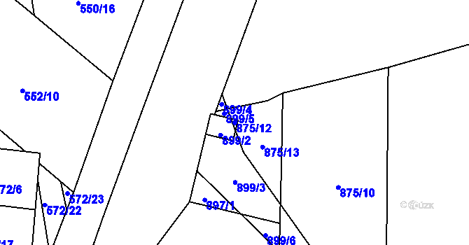Parcela st. 875/12 v KÚ Benátecká Vrutice, Katastrální mapa