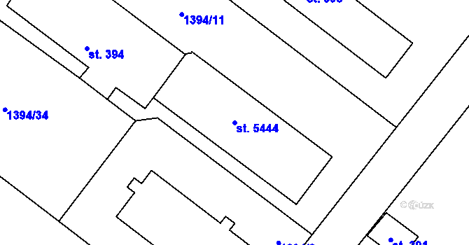 Parcela st. 5444 v KÚ Benátecká Vrutice, Katastrální mapa