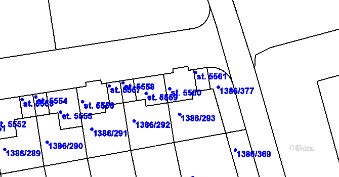 Parcela st. 5560 v KÚ Benátecká Vrutice, Katastrální mapa
