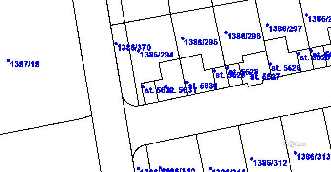 Parcela st. 5631 v KÚ Benátecká Vrutice, Katastrální mapa