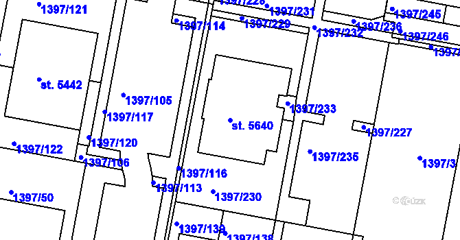 Parcela st. 5640 v KÚ Benátecká Vrutice, Katastrální mapa
