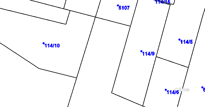 Parcela st. 114/4 v KÚ Jiřice, Katastrální mapa