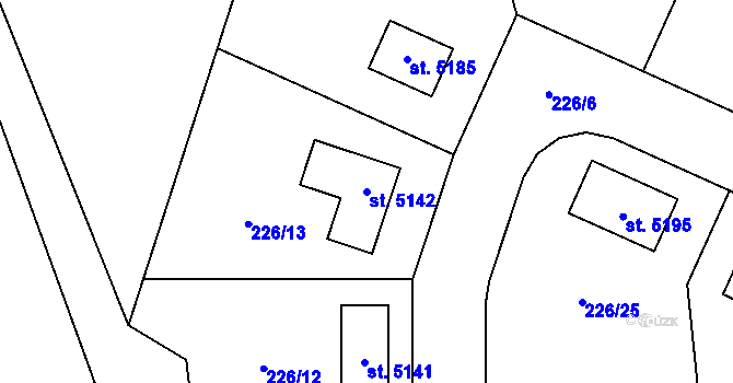 Parcela st. 5142 v KÚ Jiřice, Katastrální mapa