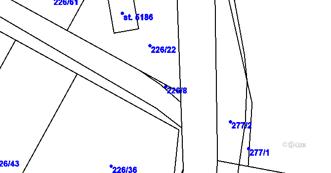 Parcela st. 226/8 v KÚ Jiřice, Katastrální mapa