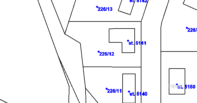 Parcela st. 226/12 v KÚ Jiřice, Katastrální mapa