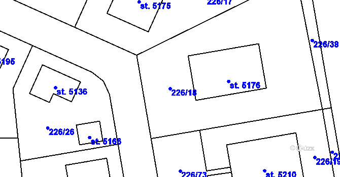 Parcela st. 226/18 v KÚ Jiřice, Katastrální mapa