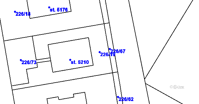 Parcela st. 226/19 v KÚ Jiřice, Katastrální mapa