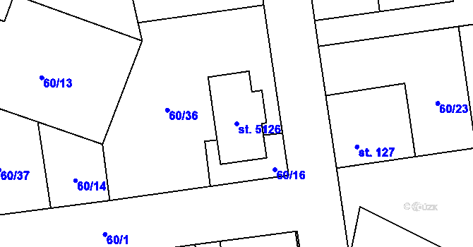 Parcela st. 5126 v KÚ Jiřice, Katastrální mapa