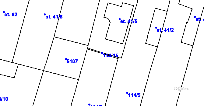 Parcela st. 114/15 v KÚ Jiřice, Katastrální mapa