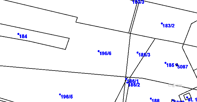 Parcela st. 196/6 v KÚ Jiřice, Katastrální mapa