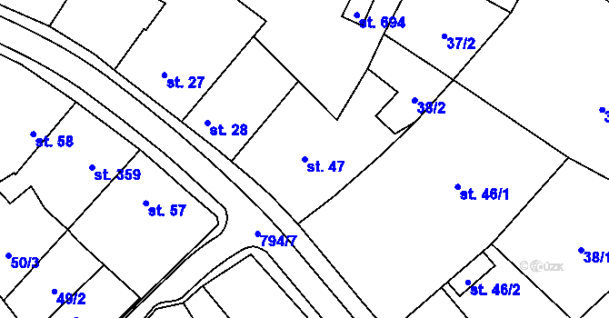 Parcela st. 47 v KÚ Nové Benátky, Katastrální mapa