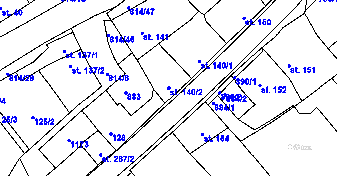 Parcela st. 140/2 v KÚ Nové Benátky, Katastrální mapa
