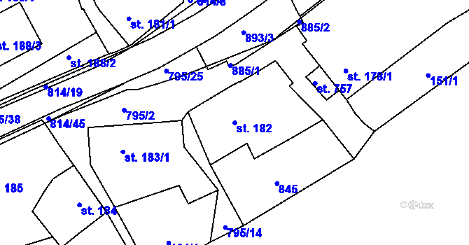 Parcela st. 182 v KÚ Nové Benátky, Katastrální mapa
