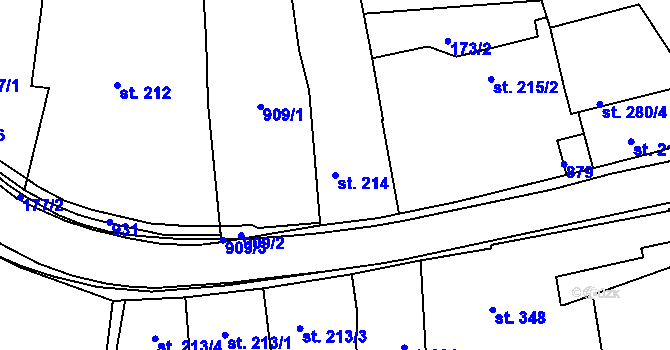 Parcela st. 214 v KÚ Nové Benátky, Katastrální mapa