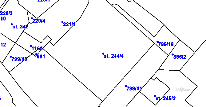 Parcela st. 244/4 v KÚ Nové Benátky, Katastrální mapa