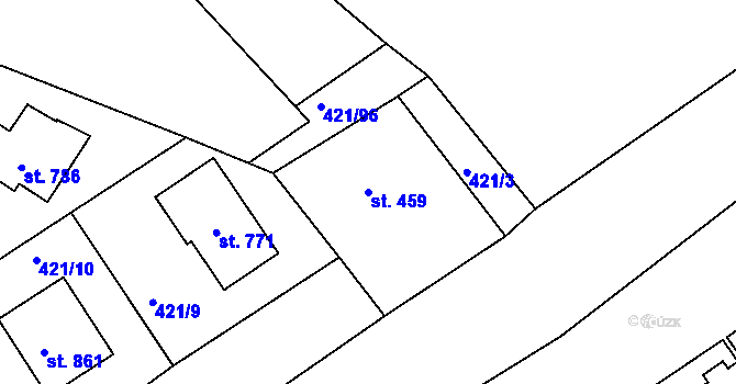 Parcela st. 459 v KÚ Nové Benátky, Katastrální mapa