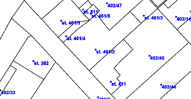 Parcela st. 461/2 v KÚ Nové Benátky, Katastrální mapa