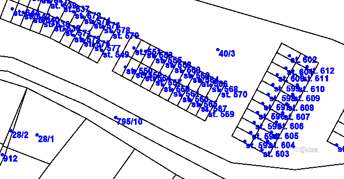 Parcela st. 561 v KÚ Nové Benátky, Katastrální mapa