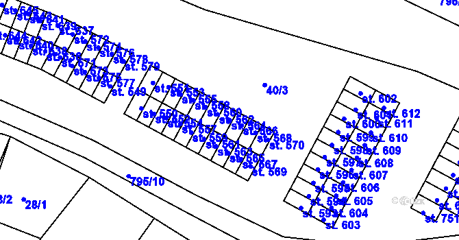 Parcela st. 564 v KÚ Nové Benátky, Katastrální mapa