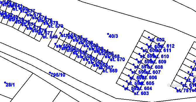 Parcela st. 566 v KÚ Nové Benátky, Katastrální mapa