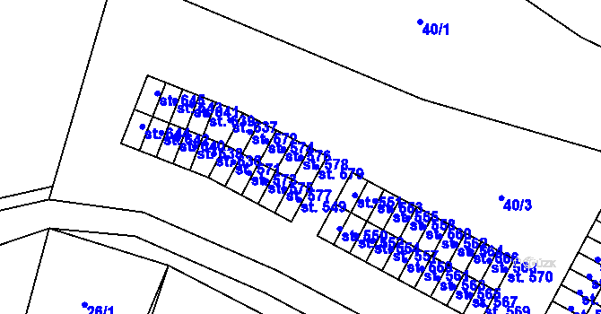 Parcela st. 578 v KÚ Nové Benátky, Katastrální mapa