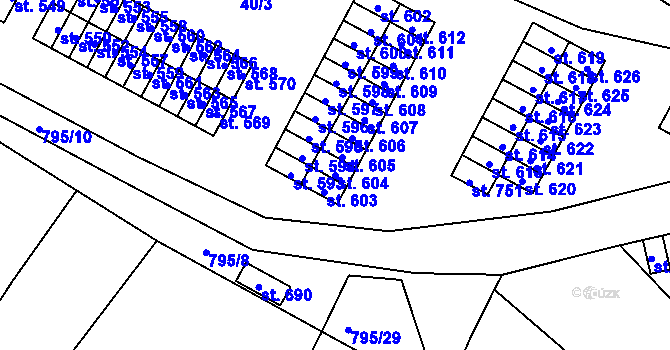 Parcela st. 604 v KÚ Nové Benátky, Katastrální mapa