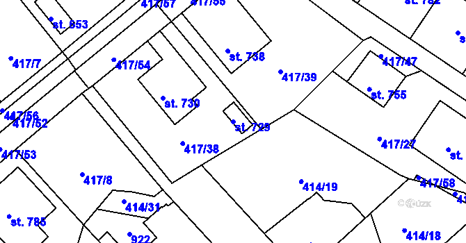 Parcela st. 729 v KÚ Nové Benátky, Katastrální mapa