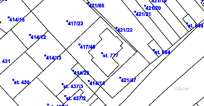 Parcela st. 777 v KÚ Nové Benátky, Katastrální mapa