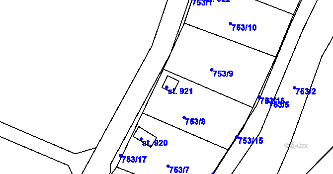 Parcela st. 921 v KÚ Nové Benátky, Katastrální mapa