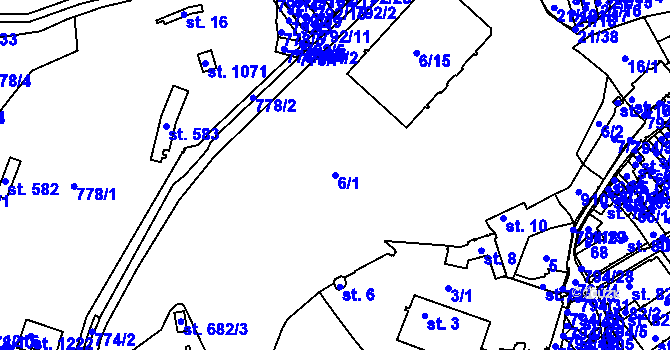 Parcela st. 6/1 v KÚ Nové Benátky, Katastrální mapa