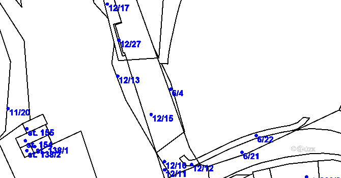Parcela st. 6/4 v KÚ Nové Benátky, Katastrální mapa