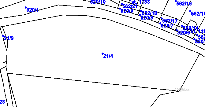 Parcela st. 21/4 v KÚ Nové Benátky, Katastrální mapa