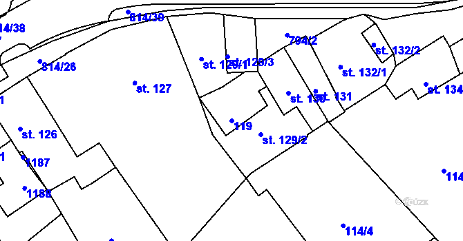 Parcela st. 119 v KÚ Nové Benátky, Katastrální mapa