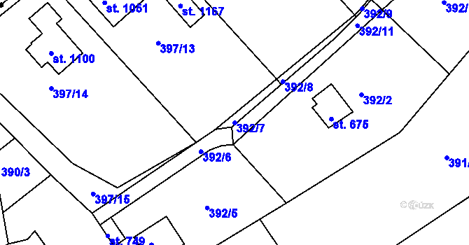 Parcela st. 392/7 v KÚ Nové Benátky, Katastrální mapa