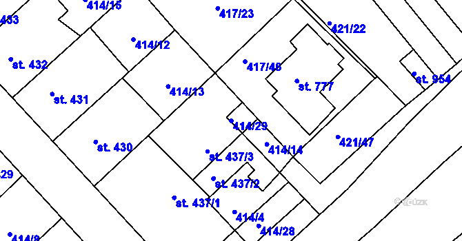 Parcela st. 414/29 v KÚ Nové Benátky, Katastrální mapa