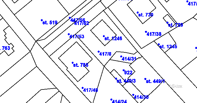 Parcela st. 417/8 v KÚ Nové Benátky, Katastrální mapa