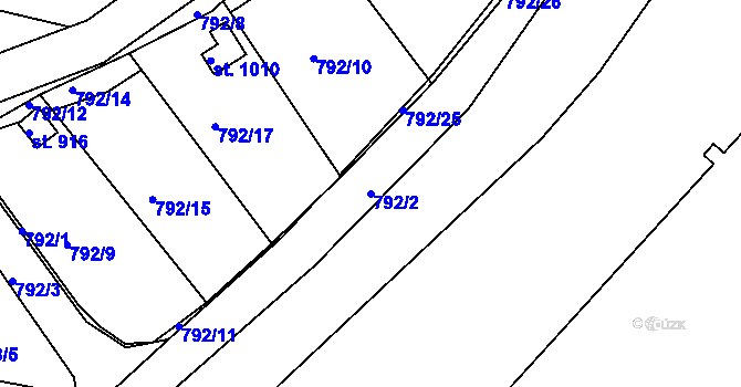 Parcela st. 792/2 v KÚ Nové Benátky, Katastrální mapa