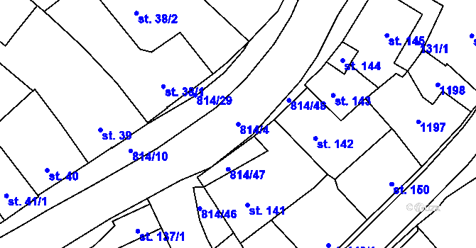 Parcela st. 814/4 v KÚ Nové Benátky, Katastrální mapa