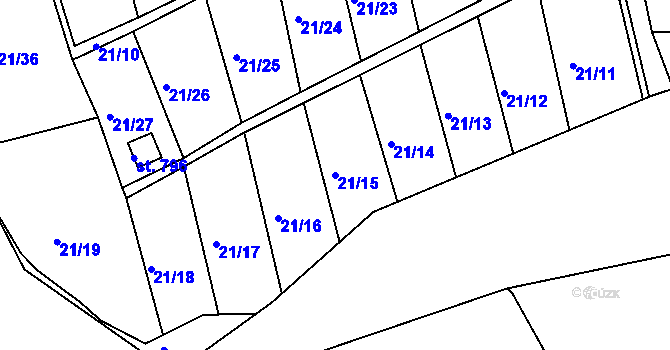 Parcela st. 21/15 v KÚ Nové Benátky, Katastrální mapa