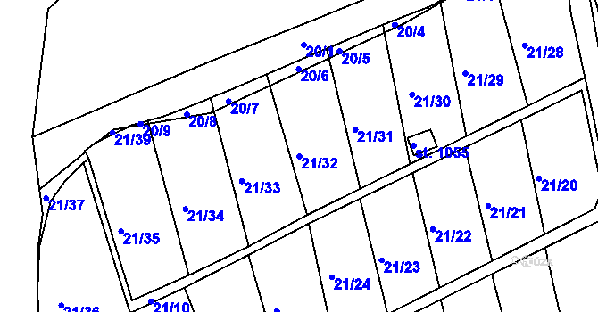 Parcela st. 21/32 v KÚ Nové Benátky, Katastrální mapa