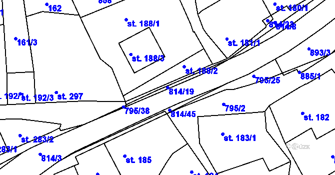 Parcela st. 814/19 v KÚ Nové Benátky, Katastrální mapa
