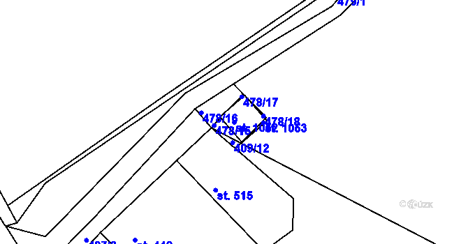 Parcela st. 1052 v KÚ Nové Benátky, Katastrální mapa