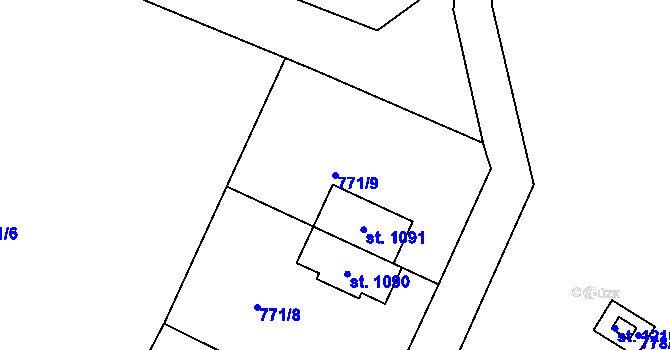 Parcela st. 771/9 v KÚ Nové Benátky, Katastrální mapa