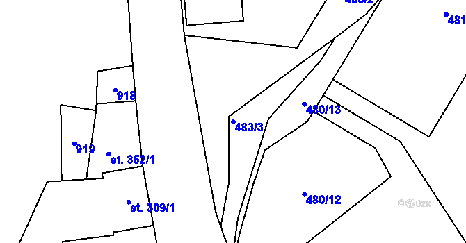 Parcela st. 483/3 v KÚ Nové Benátky, Katastrální mapa