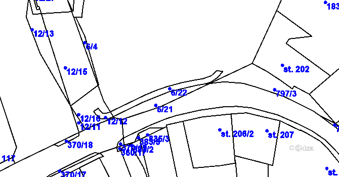 Parcela st. 6/22 v KÚ Nové Benátky, Katastrální mapa