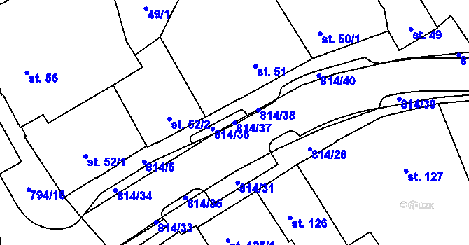 Parcela st. 814/37 v KÚ Nové Benátky, Katastrální mapa