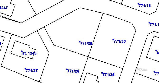 Parcela st. 771/29 v KÚ Nové Benátky, Katastrální mapa